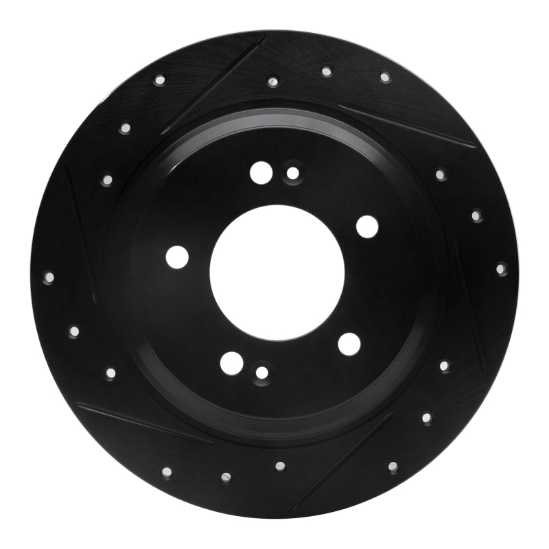 Hyundai Kona Brake Rotor (1) - Rear Left - R1 Concepts - Drilled & Slotted - Black - `13-`25